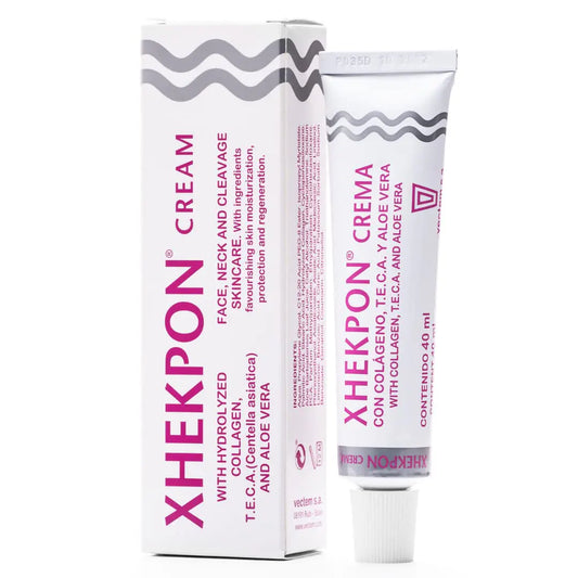 Xhekpon Cream for Face Neck and Cleavage Skincare - Cream with Hydrolized Collagen and Aloe Vera/Anti-aing cream 40ML - Favours skin moisturization protection and regeneration.