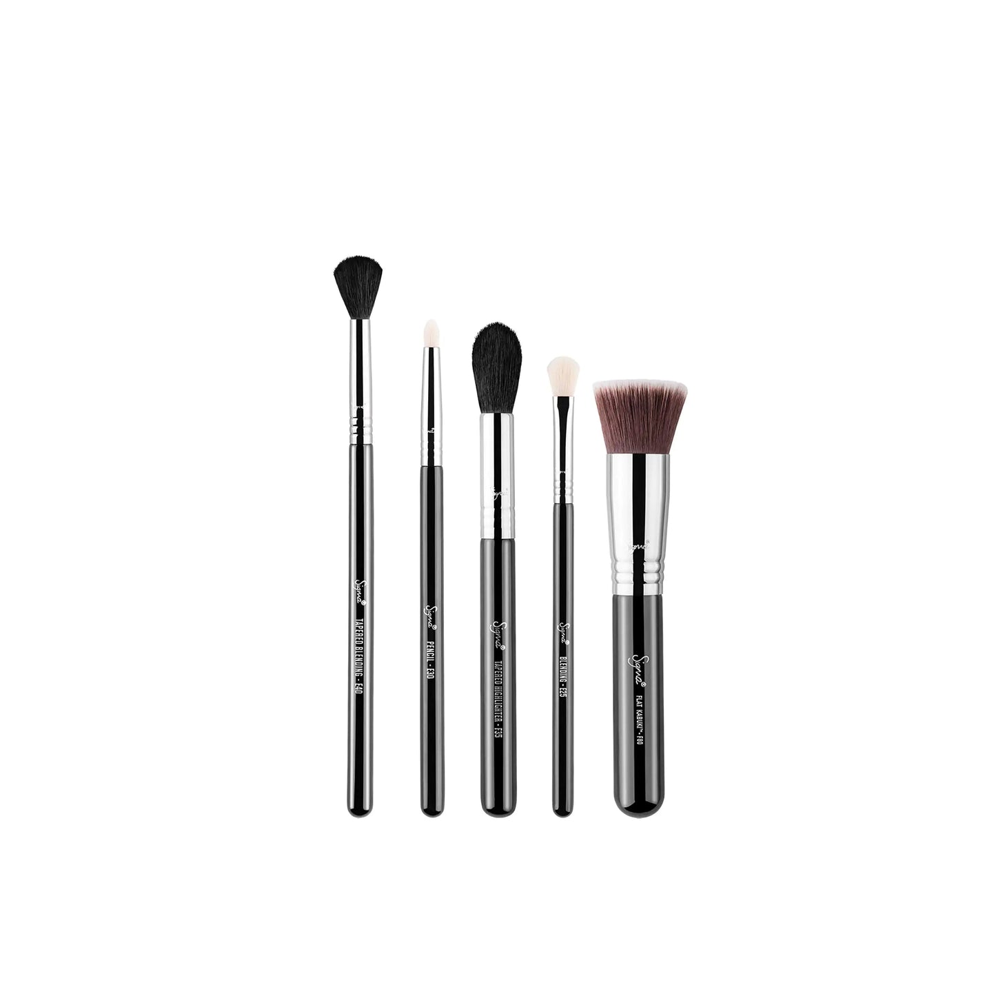 Set de 5 brochas de maquillaje favoritas de SIGMA Beauty: base, iluminador, sombra de ojos, lápiz, delineador y difuminado (5 unidades)