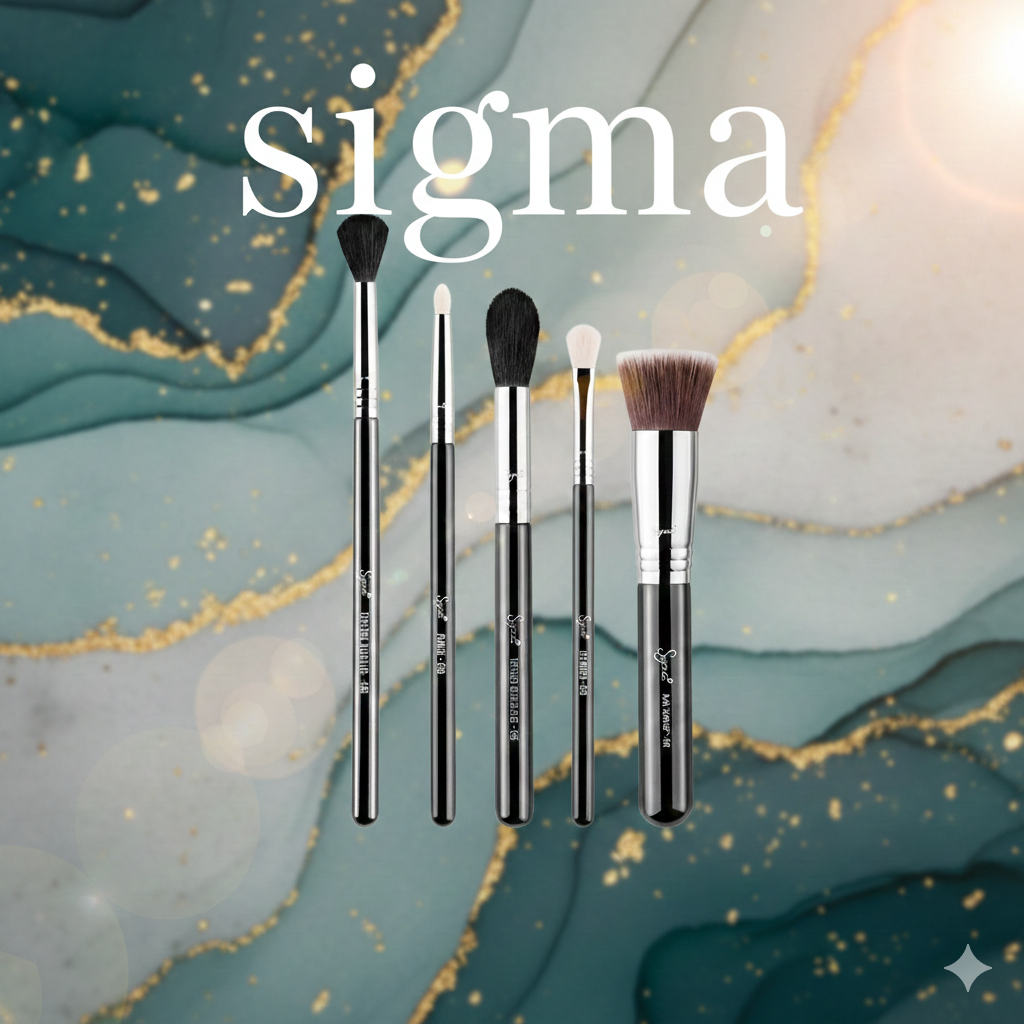 Set de 5 brochas de maquillaje favoritas de SIGMA Beauty: base, iluminador, sombra de ojos, lápiz, delineador y difuminado (5 unidades)