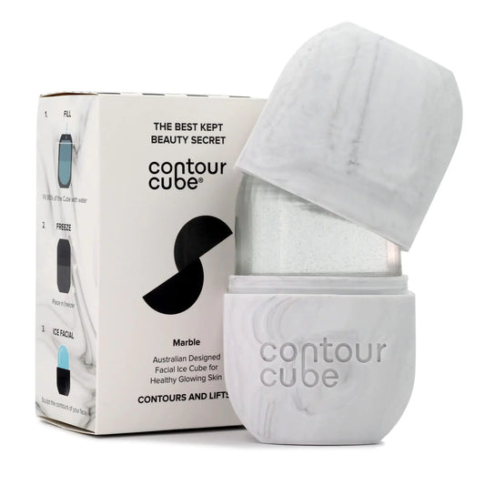 Contour Cube Original - Ice Roller for Sculpting & De-Puffing - Face Ice Roller & Massager with BPA-Free Silicone - Ice Mold for Face - Skin Care Tools for Daily Skincare (180ml) - Marble