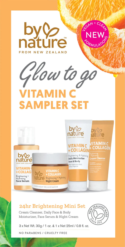 By Nature Glow To Go Vitamin C Sampler Skincare Set - Skin Care Set Travel Size Skincare Gift Set Skin Care Sets & Kits Skincare Kits Travel Skincare Skincare Sets Face Care Set for Women & Men