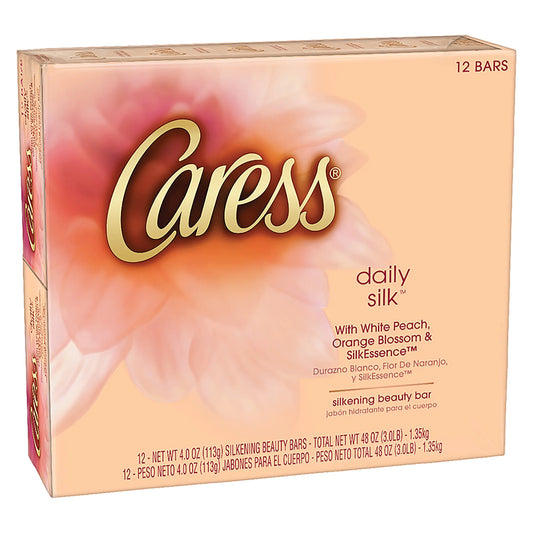 Caress Beauty Bar - Daily Silk White Peach and Silky Orange Blossom - 4 Ounce (Pack of 2)