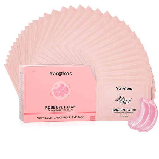 Yargkos 32 Pairs Pink Under Eye Patches Rose Cooling Hydrating Eye Mask for Dark Circles Puffiness Puffy Eyes Anti Wrinkle Collagen Undereye Pad 32 Sets Women Travel Beauty Skincare Face Gel